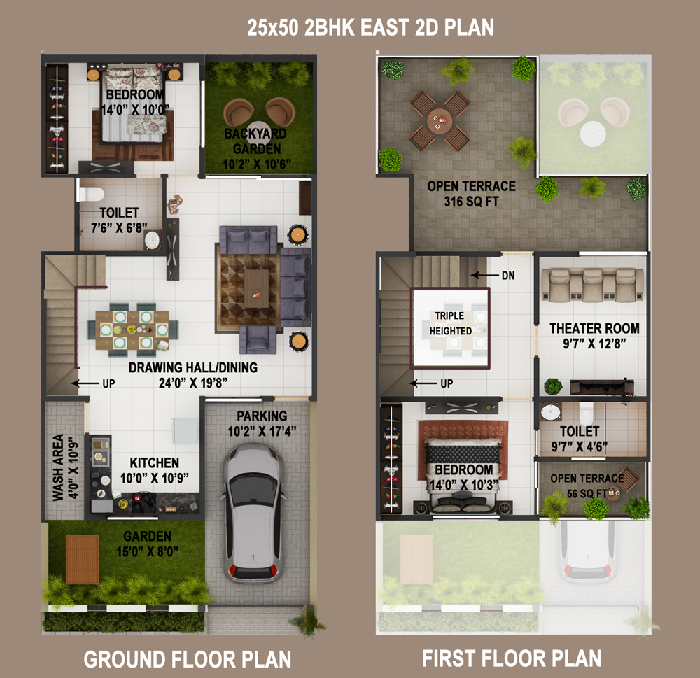 25x50_2BHK_EAST_2d_PLAN